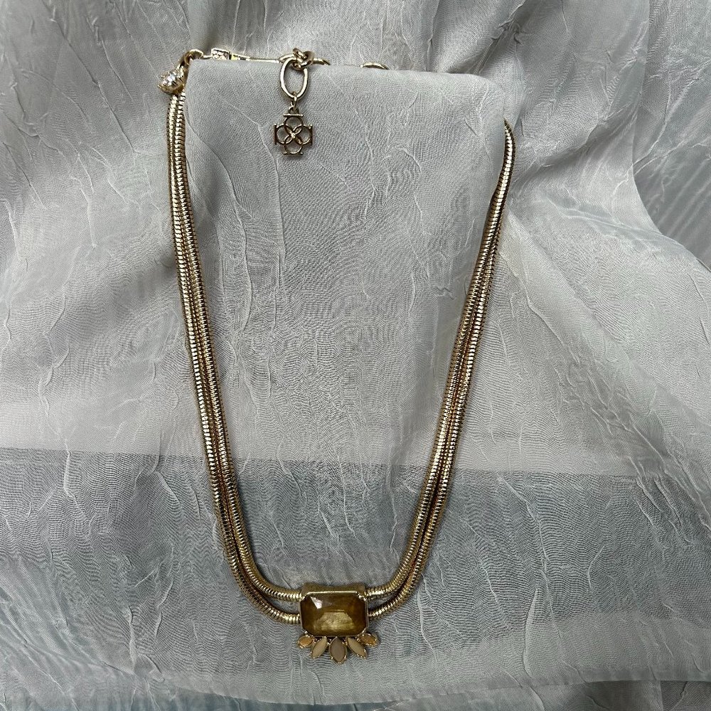 Ann Taylor Taupe Stone Gold Necklace